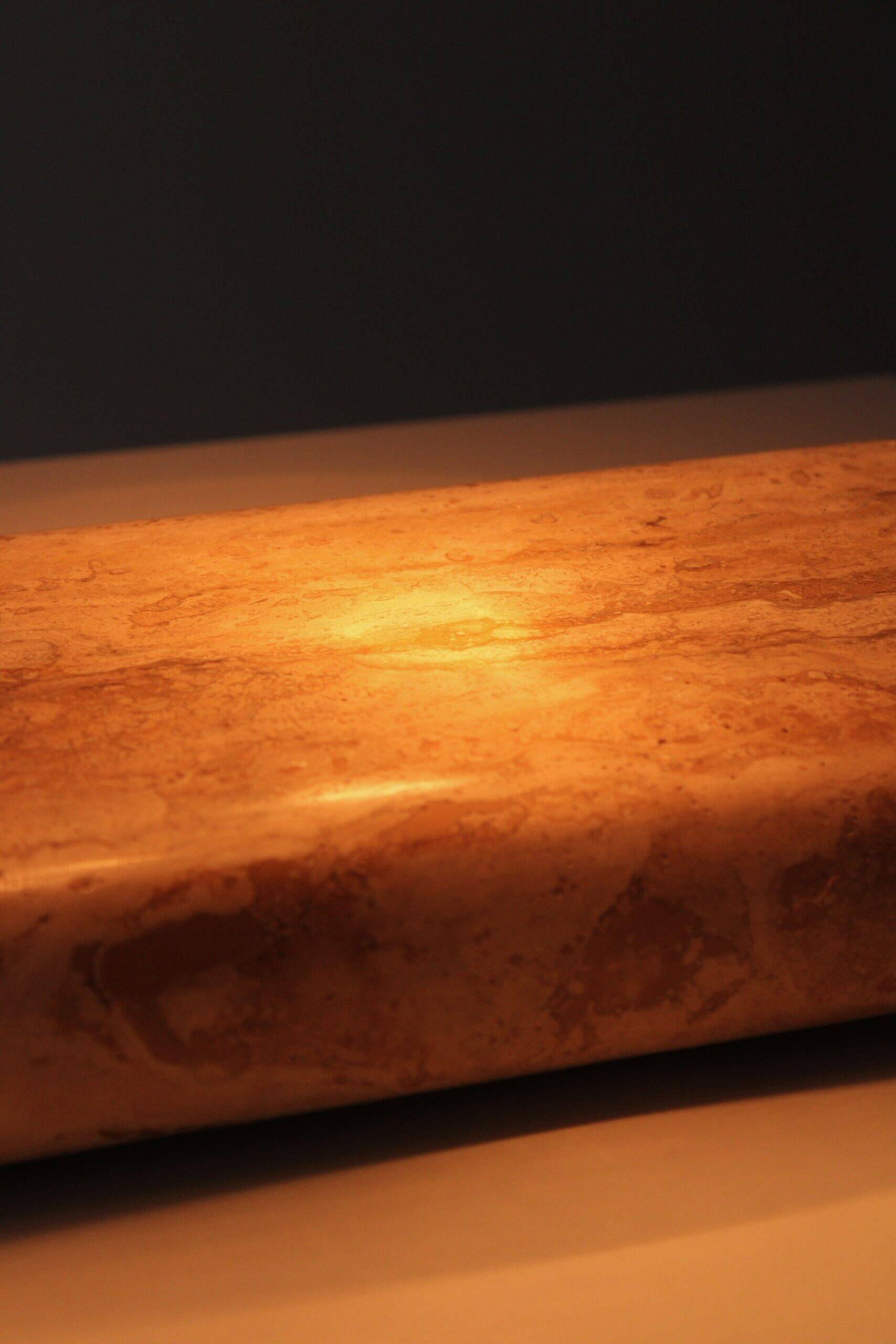 Travertine and chromed metal table lamp by Paolo Salvi, 1960s