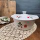 Vintage Digoin fireproof porcelain casserole – Red rose decoration
