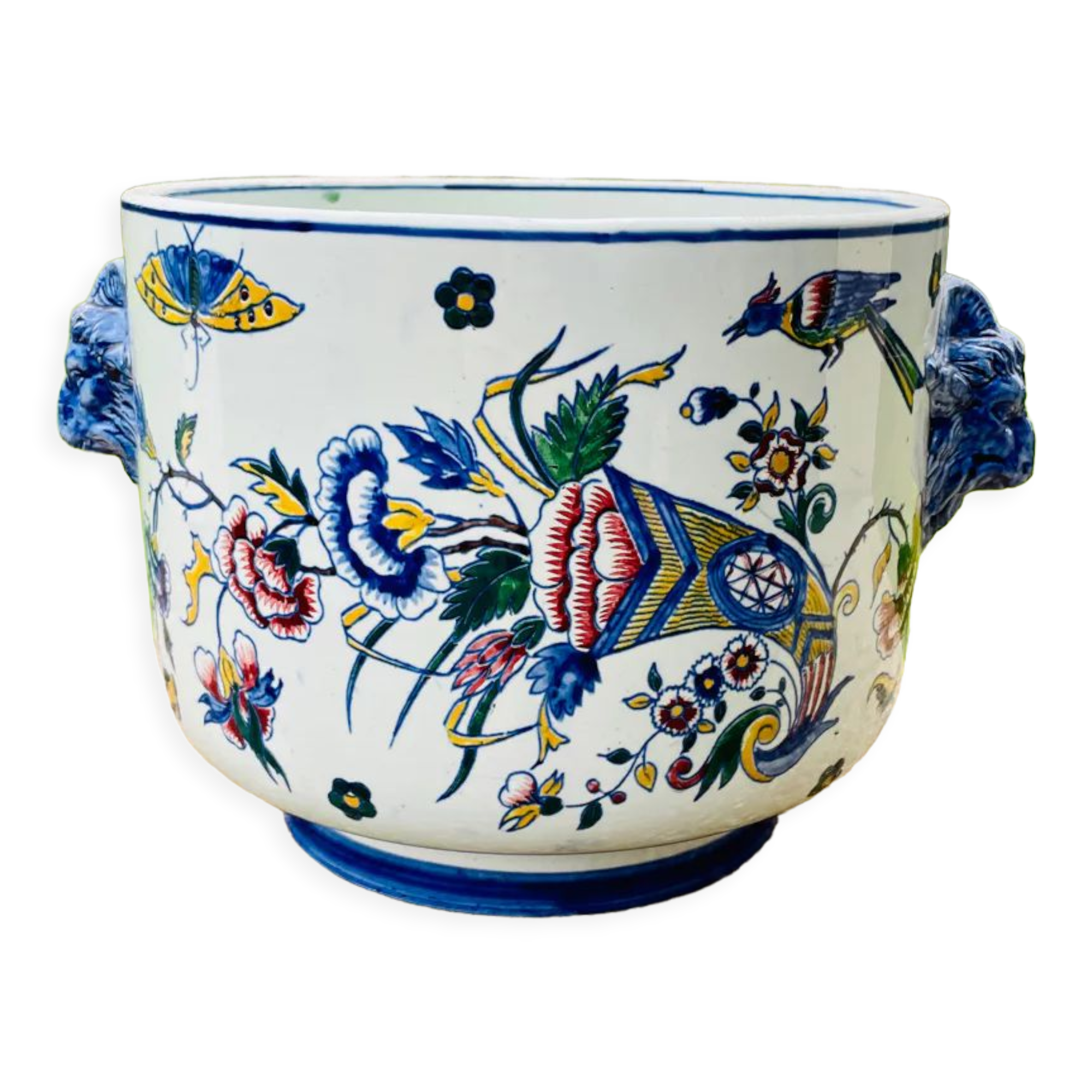 Earthenware cover pot of Gien XIXth