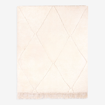 Berber carpet beni urain ecru with diamonds in relief 200 x 166 cm
