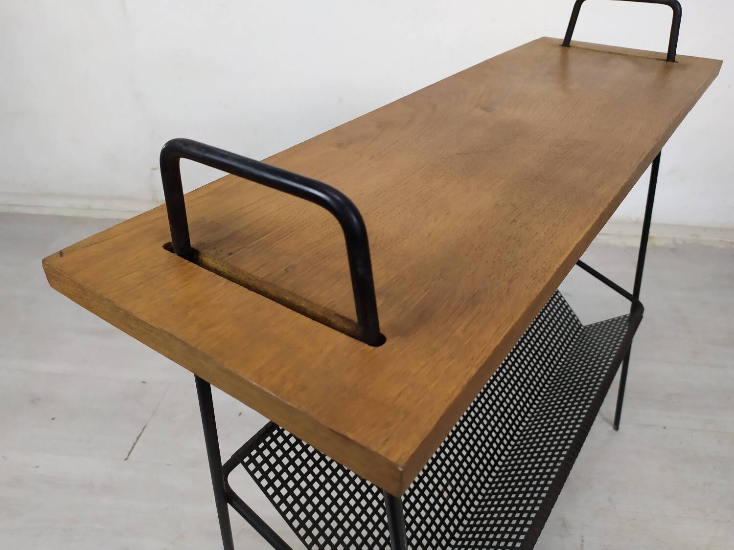 Vintage metal wood magazine rack