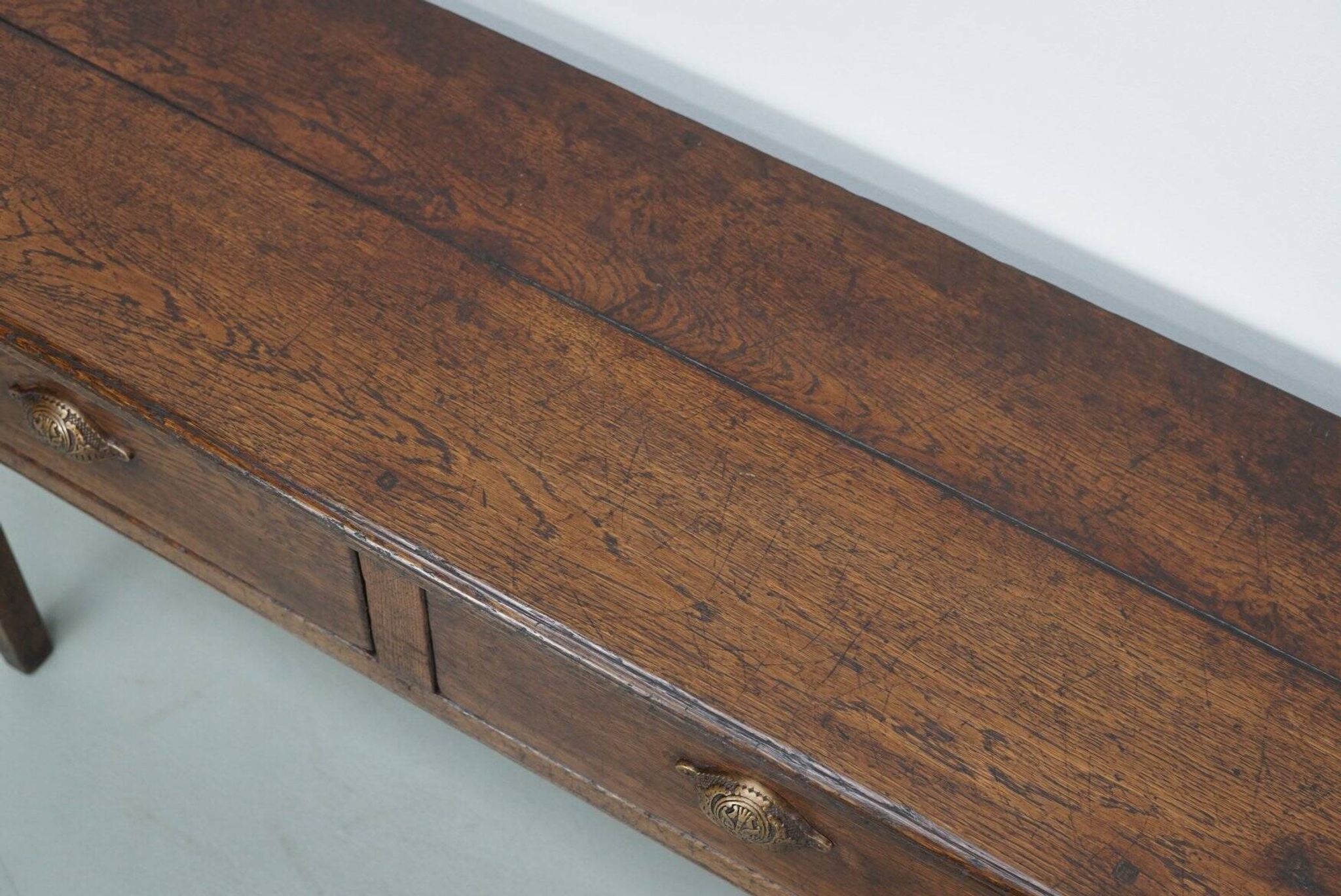 Vintage French rustic farmhouse oak side table, 1950s