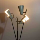 Unique tripod floor lamp by Stilnovo with white shades, Italy 1960s