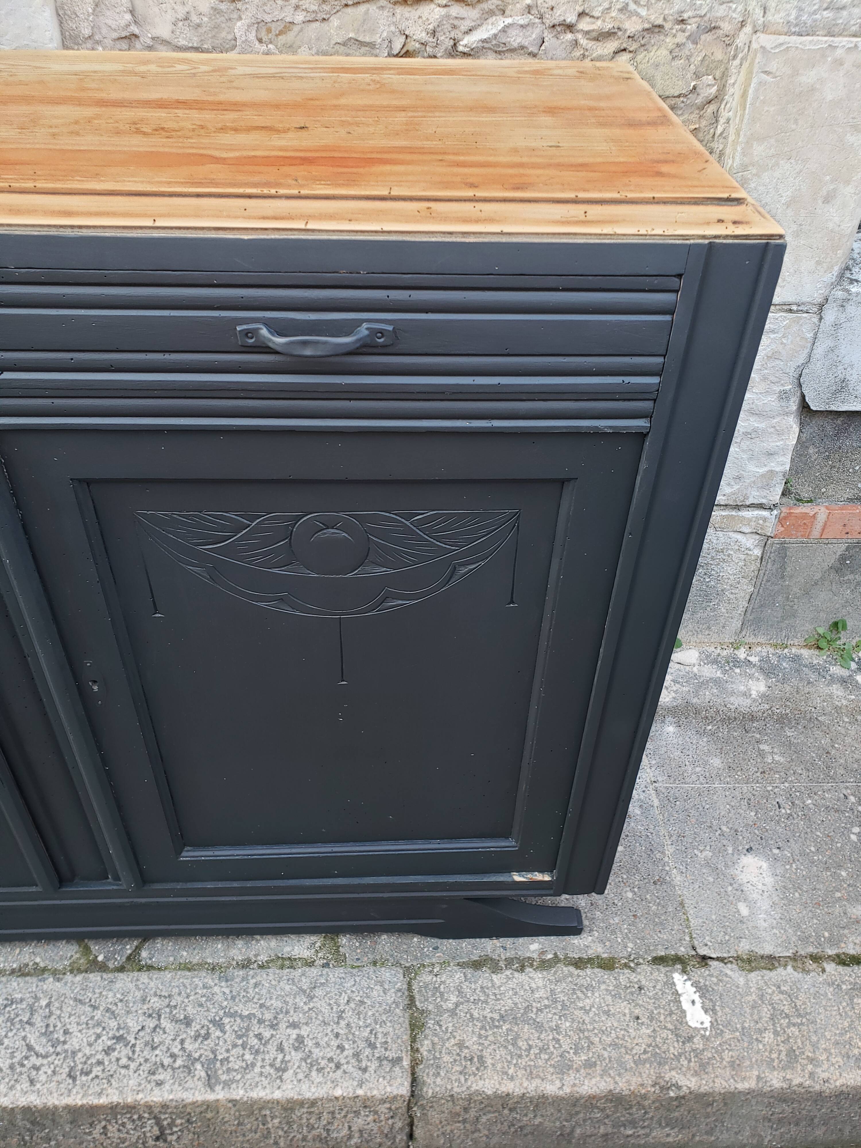 Vintage art deco abyssal blue buffet