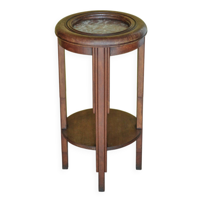 Sellette bois vintage, guéridon bois et marbre, piédestal bois,porte-plante
