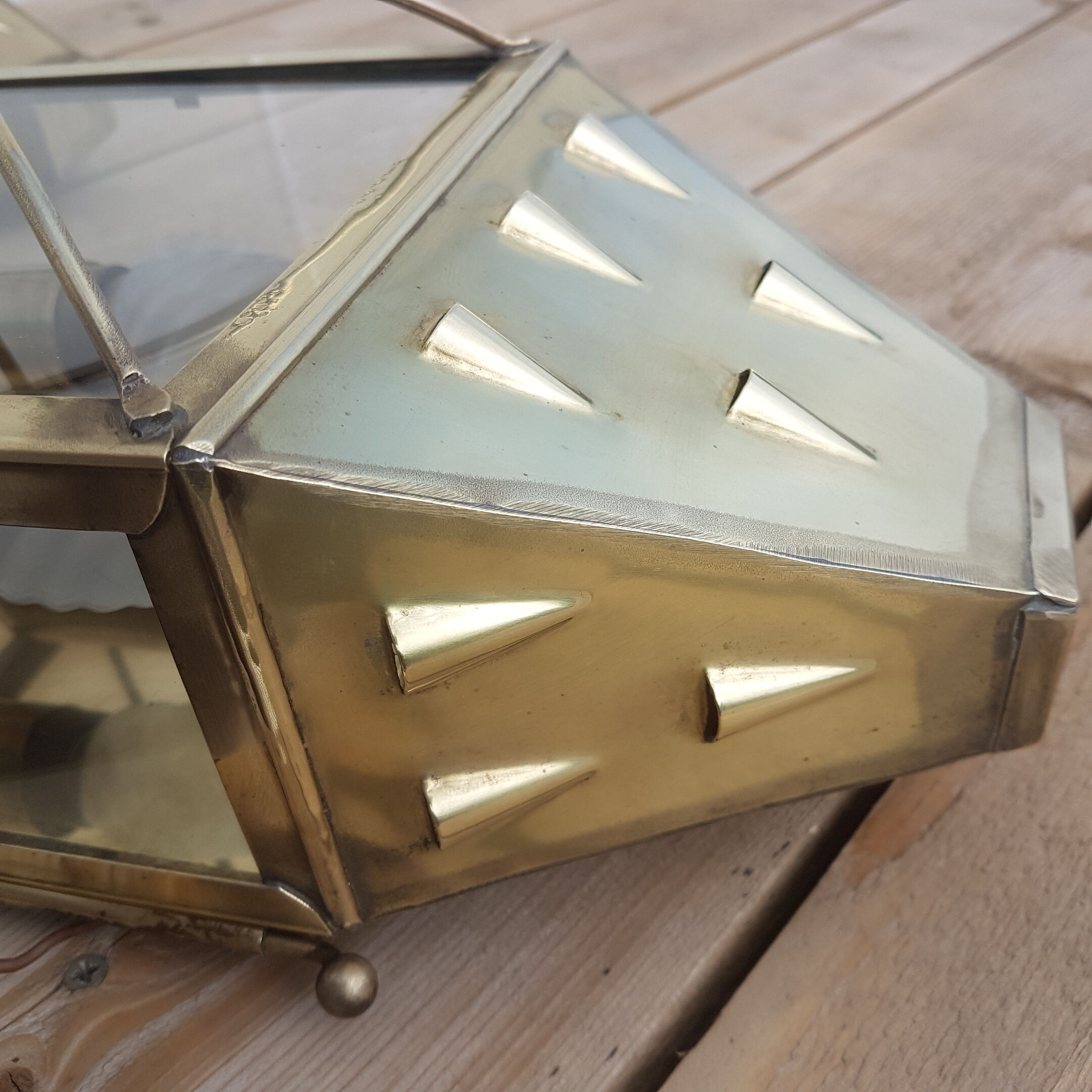 Brass exterior wall sconces, 50s-60s