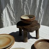 A two-tone beige and brown stoneware bowl H7 D14.5