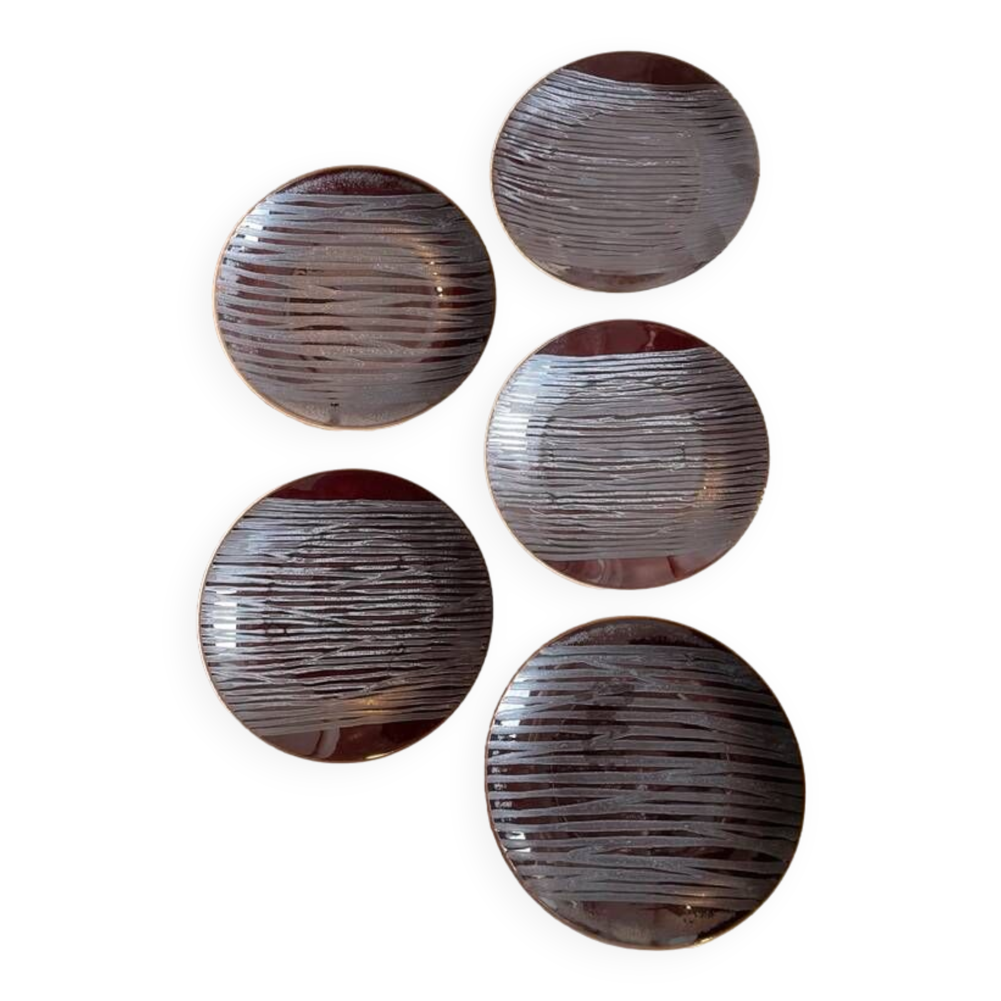 5 bread plates 16 cm vintage chrome yellow