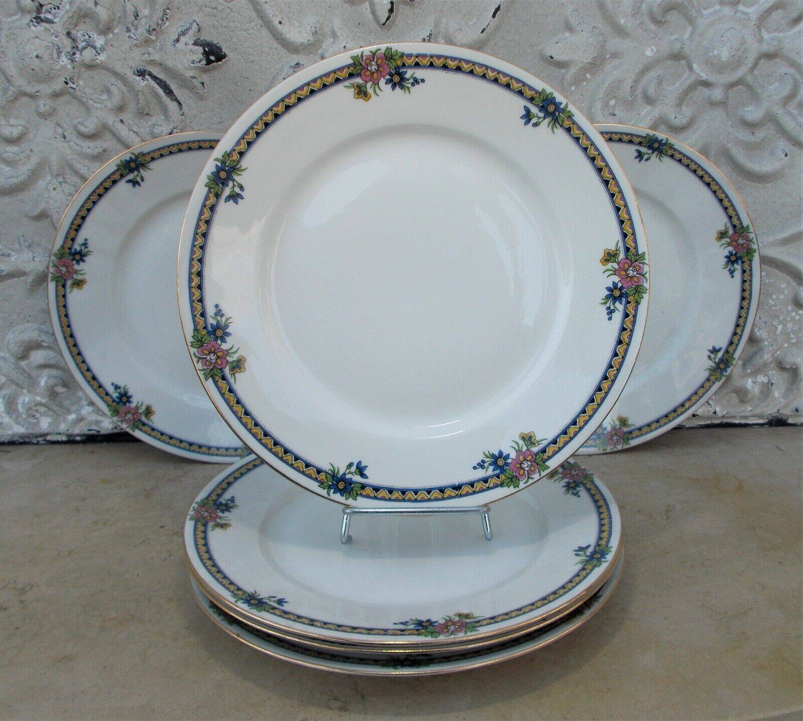 6 flat plates old porcelain Art Deco Pierre Guez Marseille