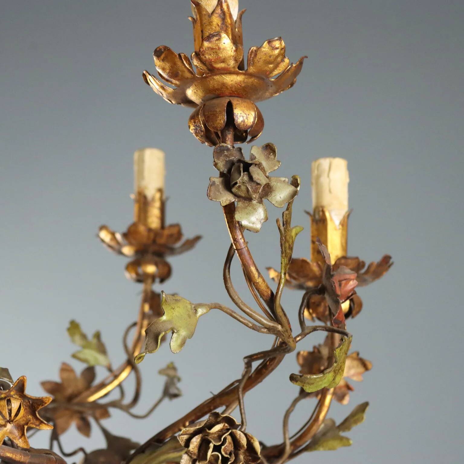 Antique neoclassical candelabrum in wood and iron, Italy, 19th century