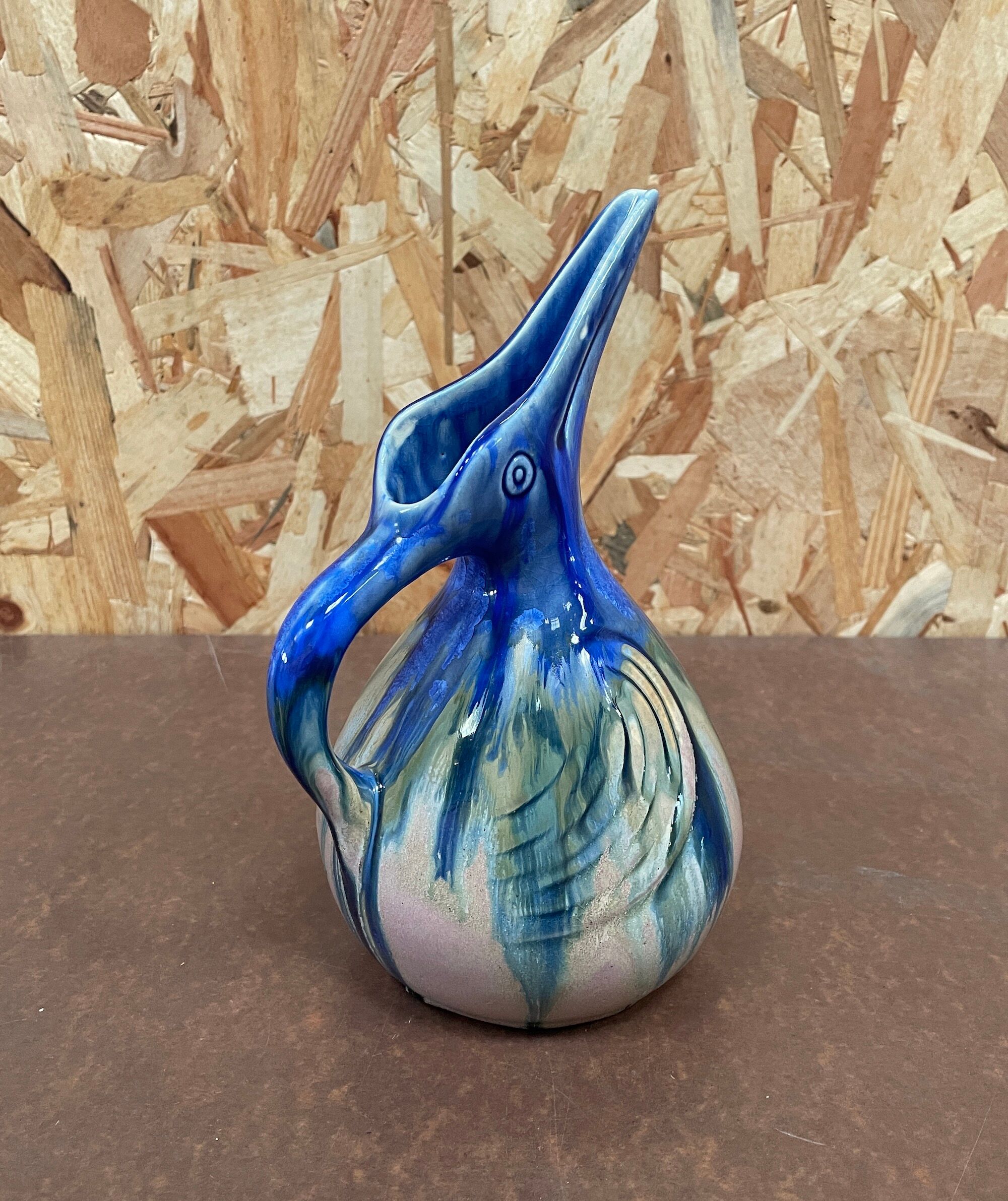 Zoomorphic pitcher in glazed sandstone by Gilbert Méténier in Gannat