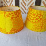 Paire d'abats jour vintage jaune orange pour suspension 1970