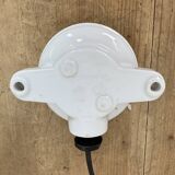 Vintage Porcelain Ceiling Light with Milk Glass , 1950s