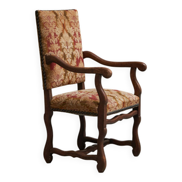 Sheep Bone Armchair in solid wood and 19th-century upholstery