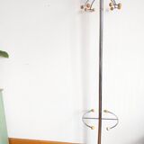 Space Age chrome and wood coat rack 1970