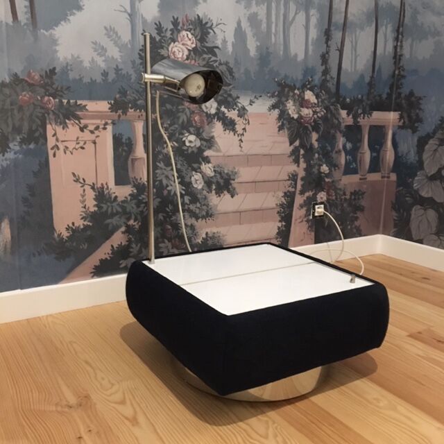 Pair of bedsides with lamps, 70s