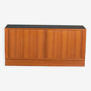 Buffet danois à porte tambour en teck rétro danois moderne Poul Hundevad (HU)