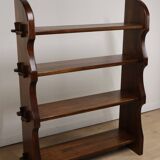 Vintage brutalist solid wood shelf, 1950s