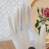 Hand baguier soliflore ceramic white vintage flowers