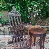 Antique folding oriental chair with mother-of-pearl inlays