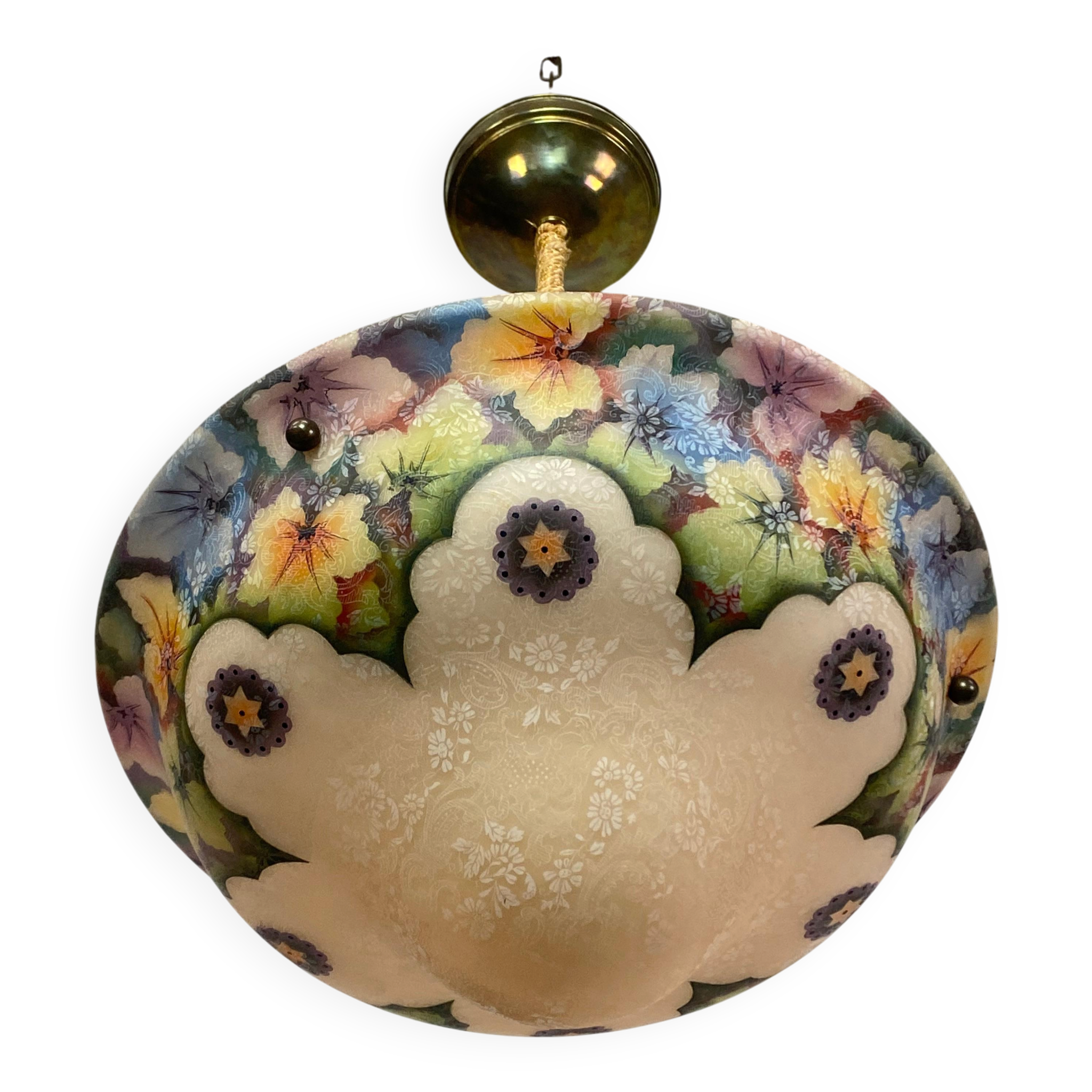 Lampe en verre peinte à la main Art Nouveau