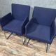 Pair of Walter Knoll armchairs in blue fabric and chromed metal