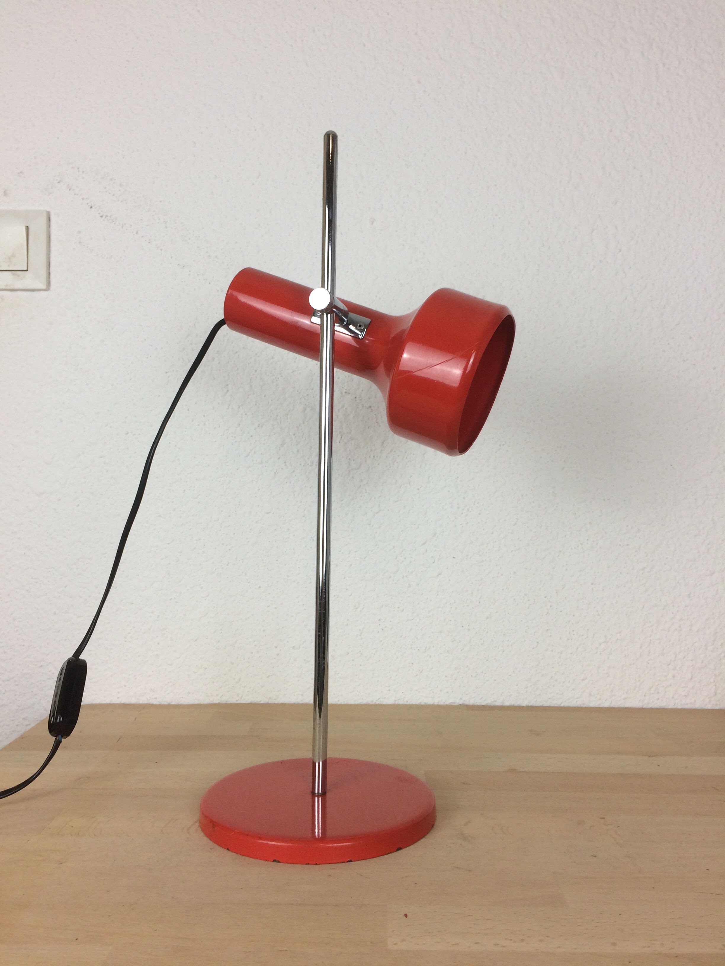 Stralux red metal desk lamp 1960