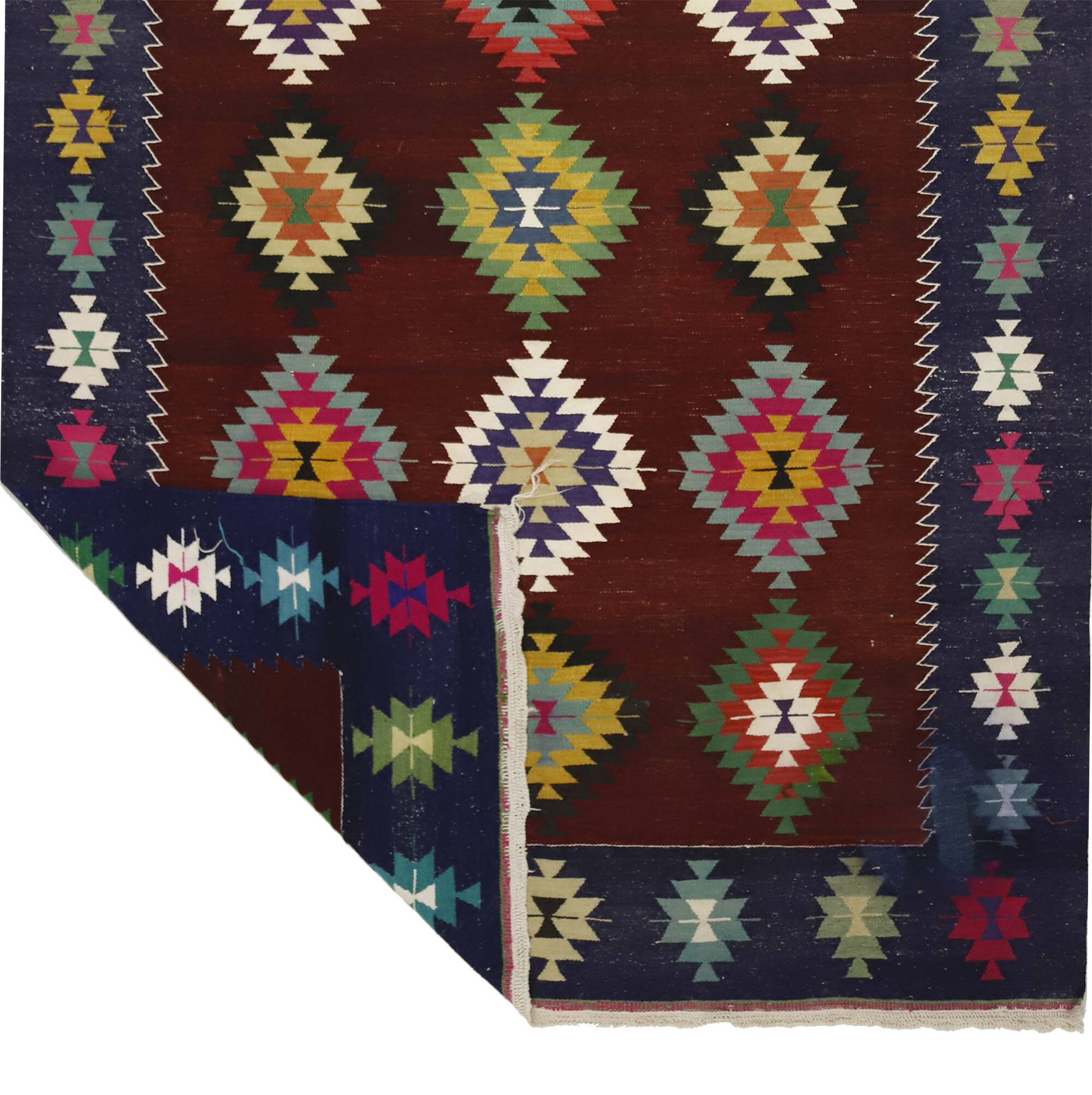 Bohemian style handcrafted vintage rug 185x 290 cm