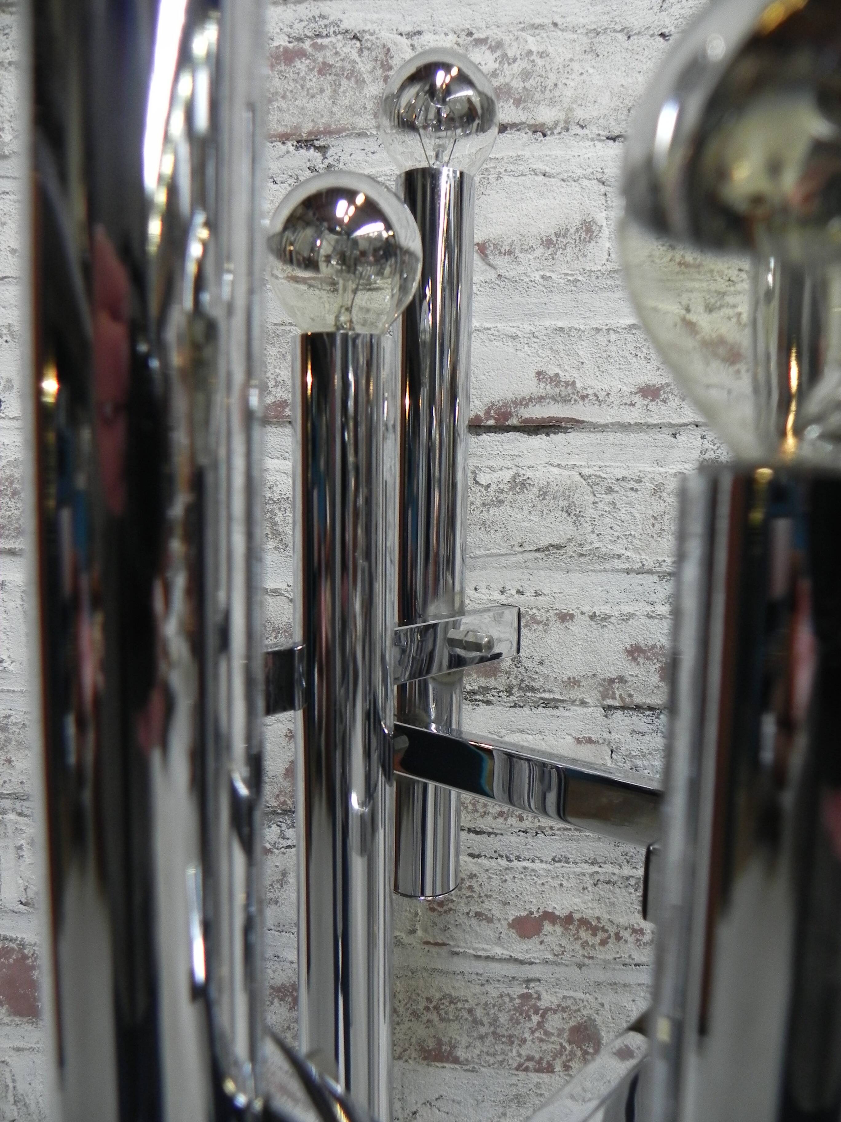 Chrome uplight floor lamp with 8 light points