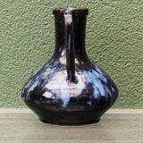 Blue flamed stoneware vase, Art Nouveau style, Reflex