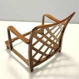 Paire de fauteuils en tissu vert olive de Paolo Buffa avec structure en noyer