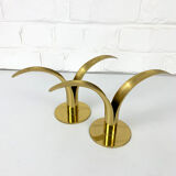 Pair of Lily brass candle holders, Ystad Metall, Sweden, design Ivar Ålenius Björk