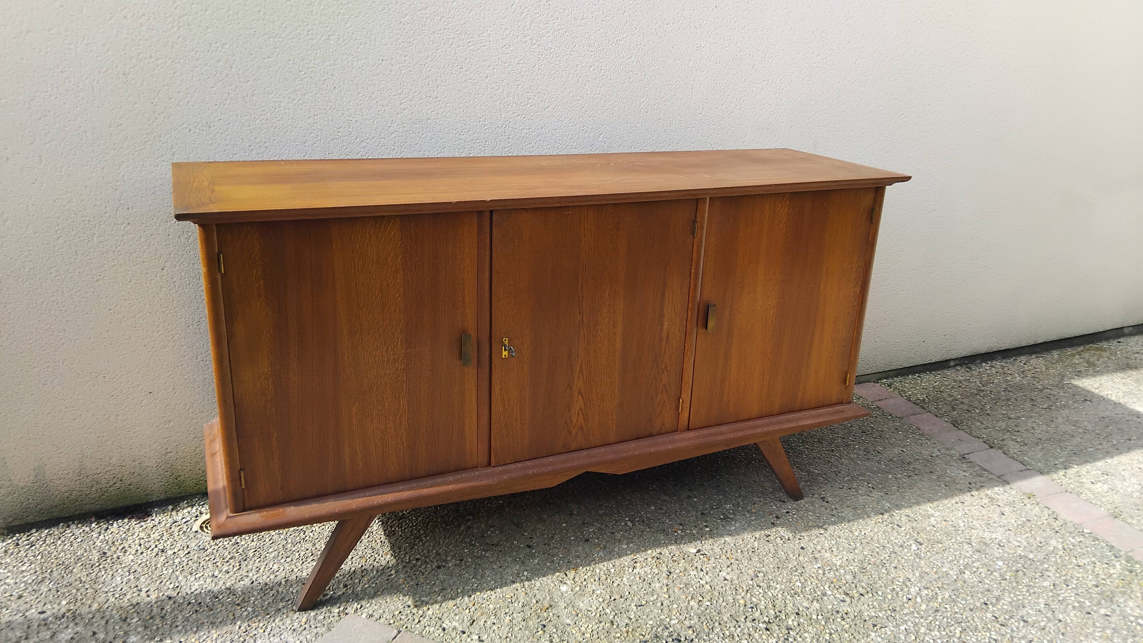 Buffet bas enfilade vintage pieds compas année 50 60