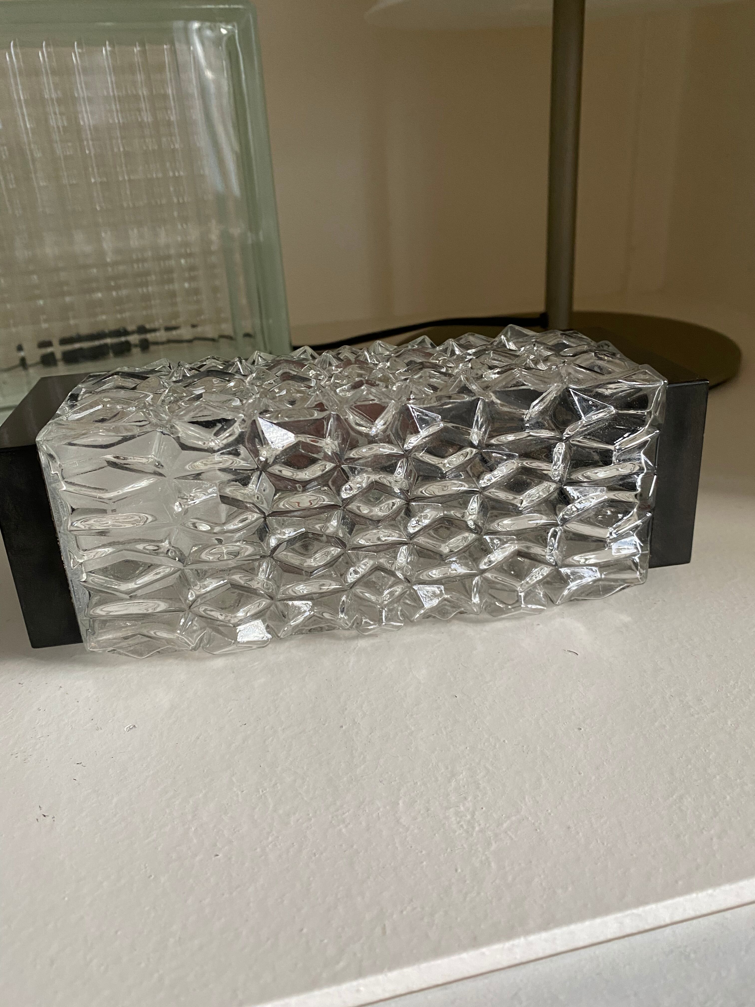 Wall lamp RZB Leuchten textured molded glass and vintage bakelite