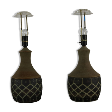 2 pieds de lampes de table en céramique Chris Keramik Haslev, années 1960