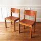 Paire de chaises orme et cuir Maison Regain