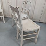 4 patinated white bistro chairs