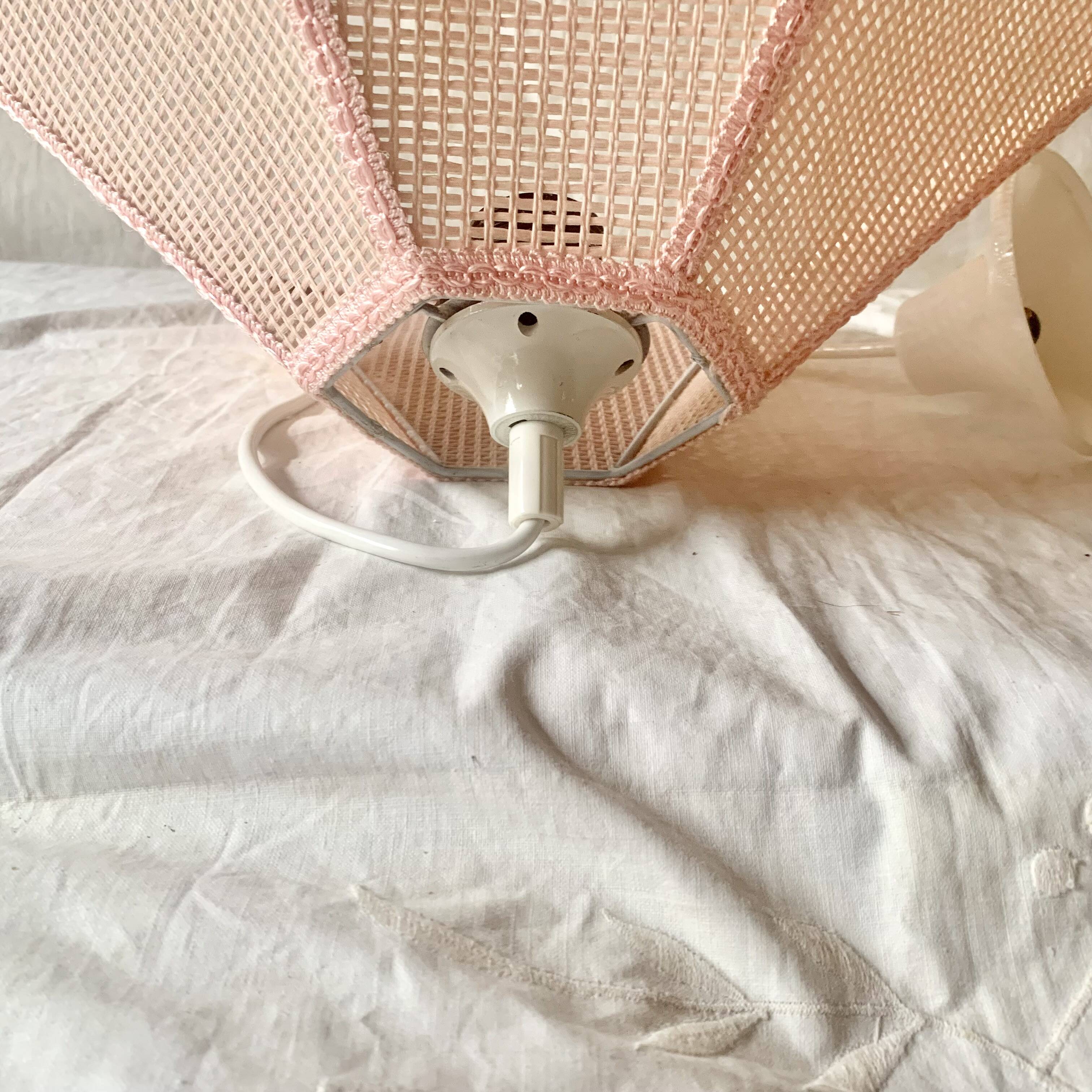 Vintage cane pendant light - pink rope