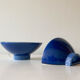 Pair wall lamps half moon faience blue