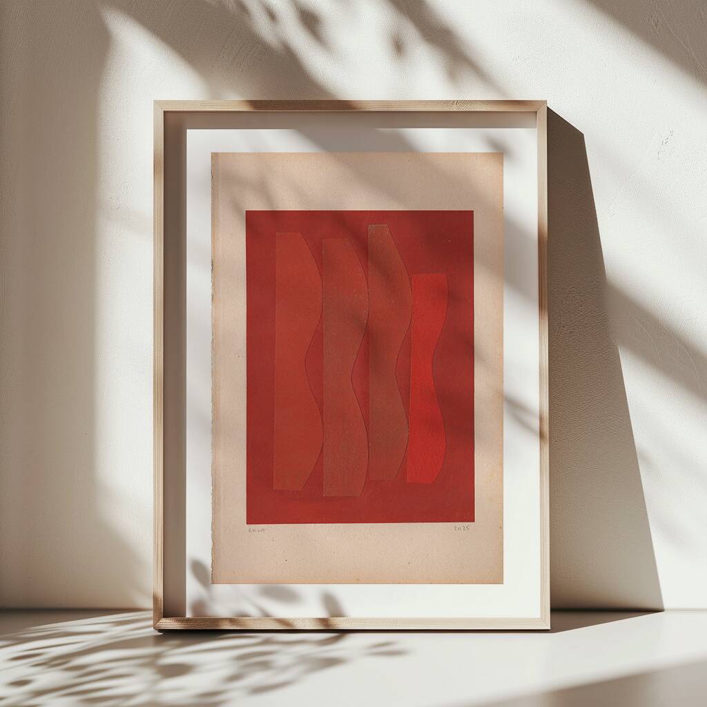 Collage on old paper - abstract art B253 signed eawy