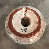 Hand candleholder in enamelled ceramic, polychrome paint, art deco, numbered