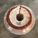 Hand candleholder in enamelled ceramic, polychrome paint, art deco, numbered
