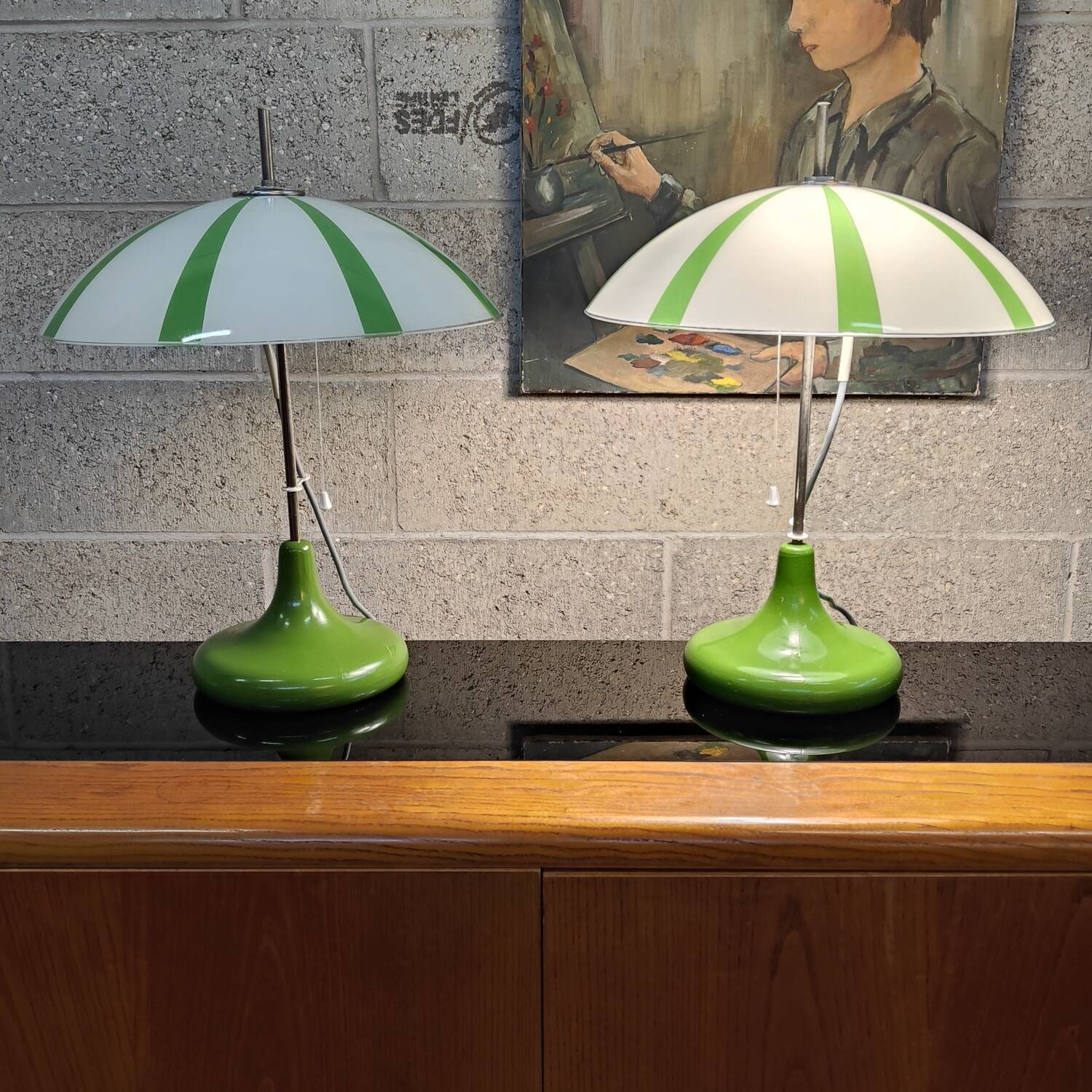 Pair of opaline lamp Space age Czech 1970