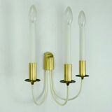 Mid century sconce wall lamp brass white metal vintage cinema light / 2 available