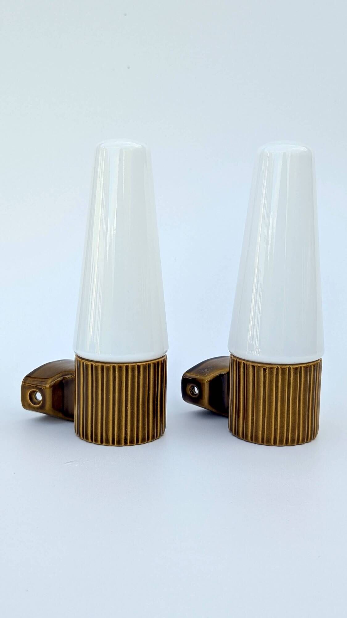 Pair of mustard-coloured ceramic wall lights IFÖ -Hans-Agne Jakobsson