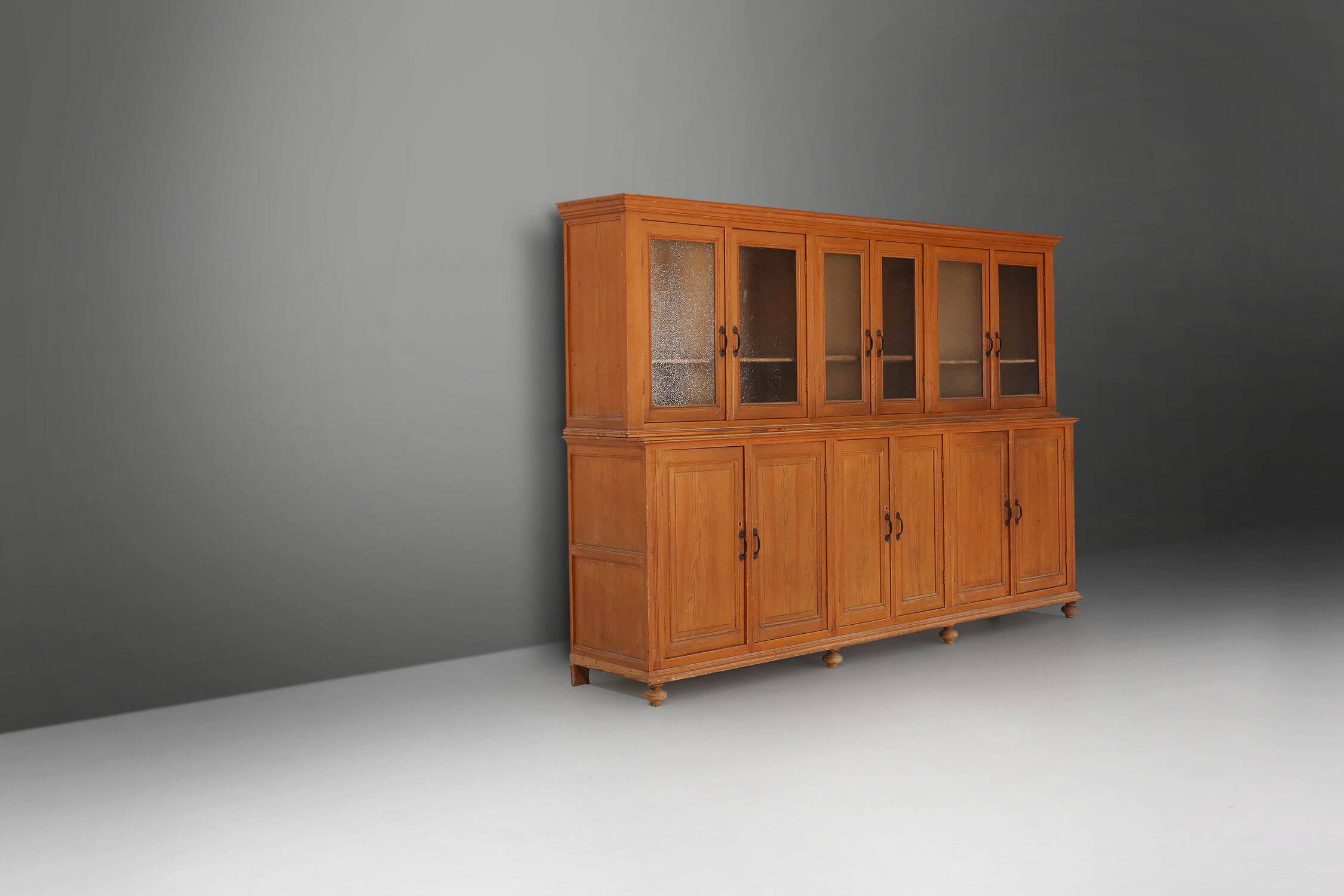 12-Door Monastery or Display Cabinet in Pine, Belgium ca. 1890