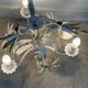 Vintage floral metal painted chandelier – 3 lights – 1970s