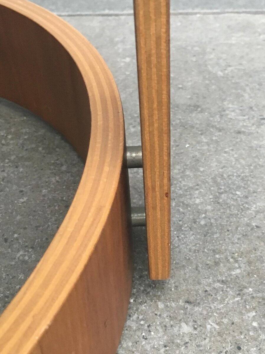 Swiss space-style floor lamp made of plastic and plywood from the 1960s.