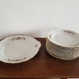 Assiettes à dessert et plat porcelaine fleurs service à dessert