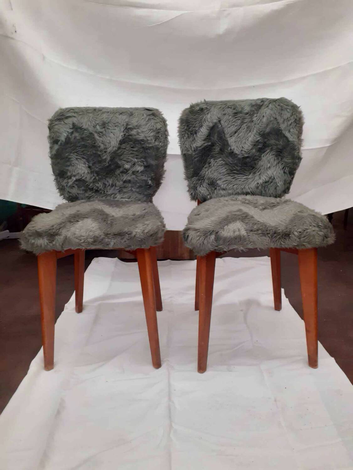Pair of vintage furry chairs